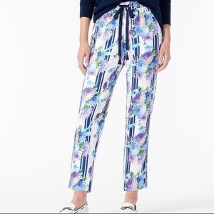 J. Crew Drapey pull on pants in vintage floral stripe